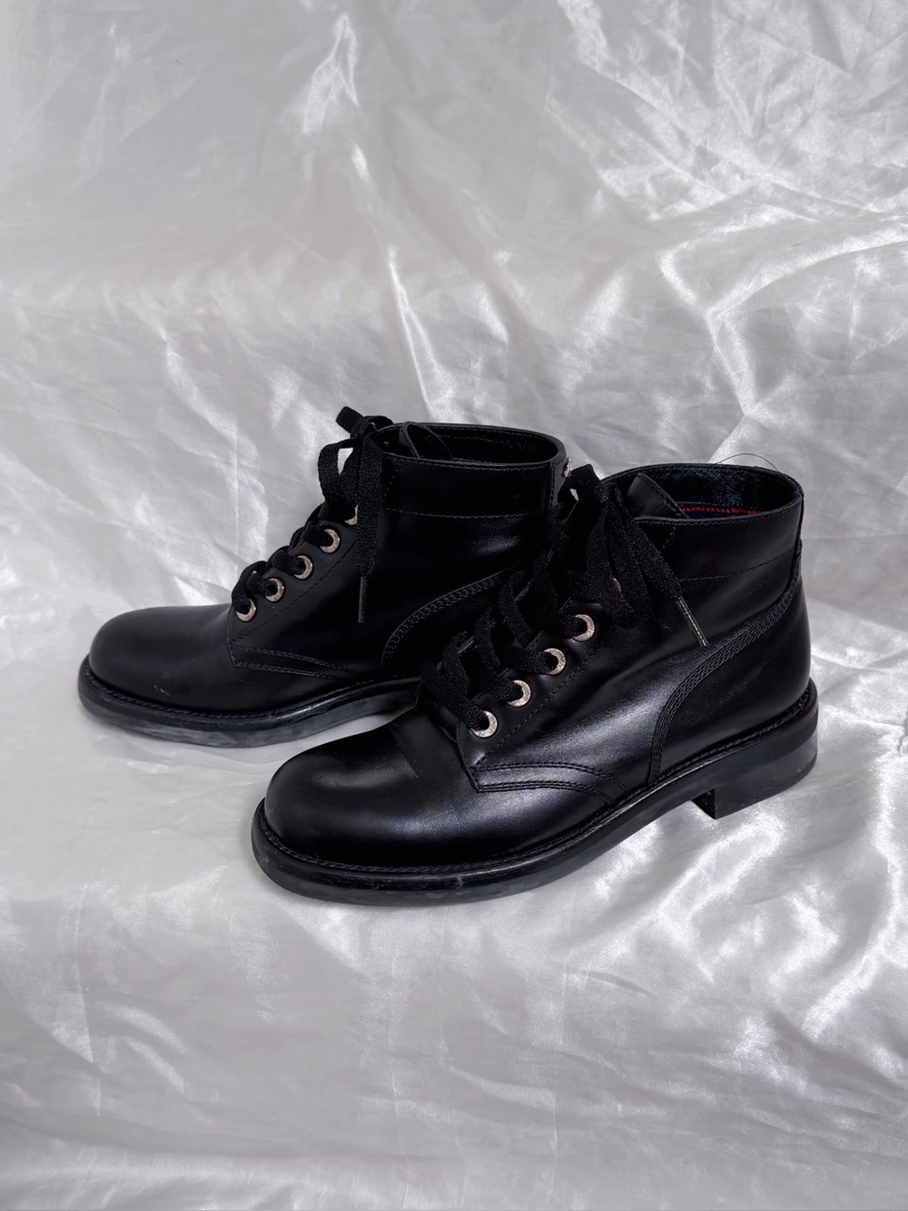CHANEL Black Leather Lace-Up Ankle Boots - Picture 3 of 8